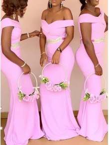 Long Pink Mermaid Off the Shoulder Floor Length Bridesmaid Dresses 902177 Long Pink Mermaid Off the Shoulder Floor Length Bridesmaid Dresses 902177