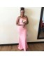 Long Pink Mermaid Spaghetti Straps Bridesmaid Dresses 902181