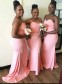 Long Pink Mermaid Spaghetti Straps Bridesmaid Dresses 902181