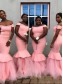 Long Pink Mermaid Off the Shoulder Bridesmaid Dresses 902186