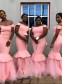 Long Pink Mermaid Off the Shoulder Bridesmaid Dresses 902186