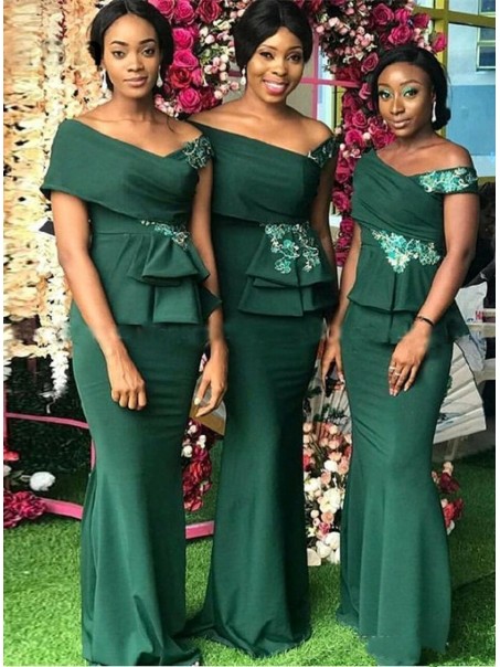 Long Green Mermaid Off the Shoulder Bridesmaid Dresses 902187 Long Green Mermaid Off the Shoulder Bridesmaid Dresses 902187