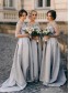 A-Line Lace and Satin Long Bridesmaid Dresses with Sleeves 902197 A-Line Lace and Satin Long Bridesmaid Dresses with Sleeves 902197