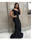 Long Black Mermaid Off the Shoulder Floor Length Bridesmaid Dresses 902201