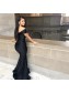 Long Black Mermaid Off the Shoulder Floor Length Bridesmaid Dresses 902201