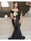 Long Black Mermaid Off the Shoulder Floor Length Bridesmaid Dresses 902201