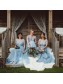 Modest Long Blue Tulle and Lace Bridesmaid Dresses with Sleeves 902202 Modest Long Blue Tulle and Lace Bridesmaid Dresses with Sleeves 902202
