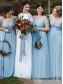 Modest Long Blue Tulle and Lace Bridesmaid Dresses with Sleeves 902202 Modest Long Blue Tulle and Lace Bridesmaid Dresses with Sleeves 902202