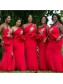 Long Red Mermaid One Shoulder Bridesmaid Dresses 902205 Long Red Mermaid One Shoulder Bridesmaid Dresses 902205