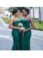 Long Green Mermaid Lace Spaghetti Straps Bridesmaid Dresses 902207