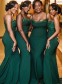 Long Green Mermaid Lace Spaghetti Straps Bridesmaid Dresses 902207