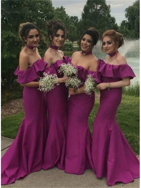 Long Purple Strapless Mermaid Bridesmaid Dresses 902209 Long Purple Strapless Mermaid Bridesmaid Dresses 902209