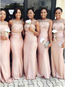 Long Pink Mermaid Lace Floor Length Bridesmaid Dresses 902210 Long Pink Mermaid Lace Floor Length Bridesmaid Dresses 902210