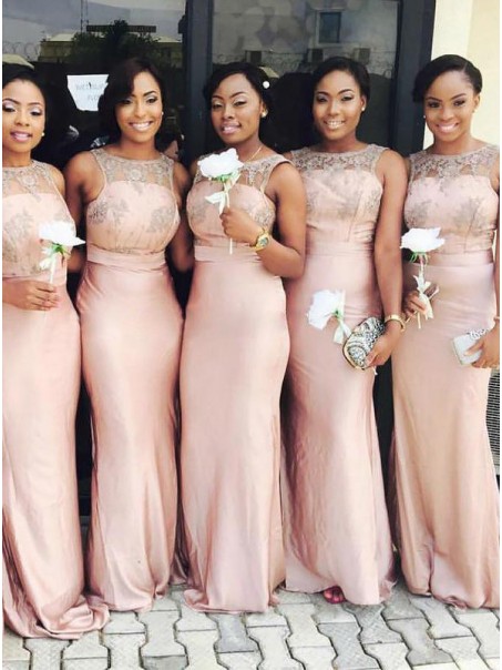 Long Pink Mermaid Lace Floor Length Bridesmaid Dresses 902210 Long Pink Mermaid Lace Floor Length Bridesmaid Dresses 902210