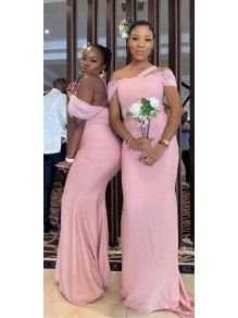 Long Pink Mermaid Chiffon Floor Length Bridesmaid Dresses 902213 Long Pink Mermaid Chiffon Floor Length Bridesmaid Dresses 902213
