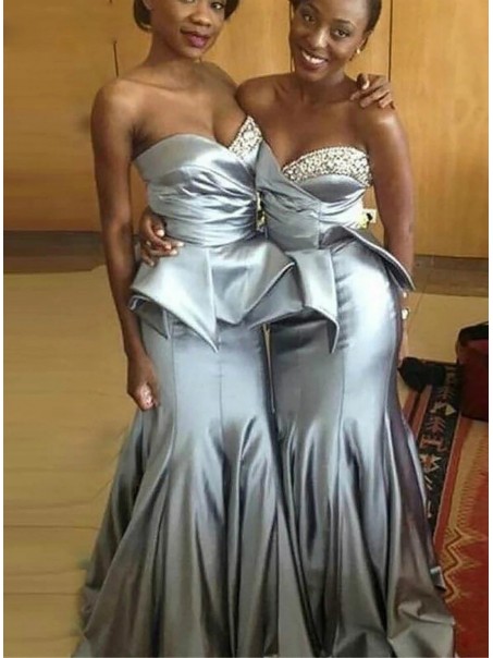 Long Mermaid Sweetheart Silver Bridesmaid Dresses 902214 Long Mermaid Sweetheart Silver Bridesmaid Dresses 902214