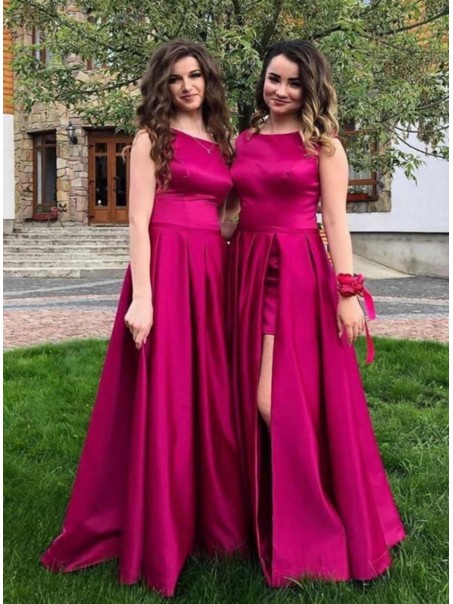 A-Line Fuchsia Satin Long Bridesmaid Dresses 902217 A-Line Fuchsia Satin Long Bridesmaid Dresses 902217