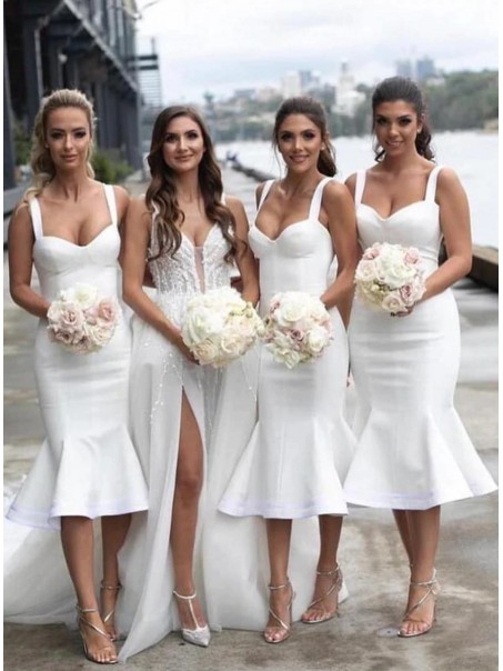 Short White Mermaid Bridesmaid Dresses 902222 Short White Mermaid Bridesmaid Dresses 902222