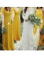 Long Yellow Chiffon V Neck Floor Length Bridesmaid Dresses 902232