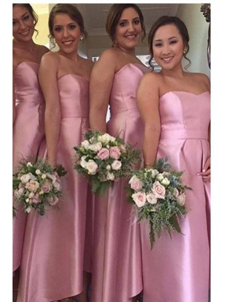 High Low Strapless Pink Bridesmaid Dresses 902235 High Low Strapless Pink Bridesmaid Dresses 902235