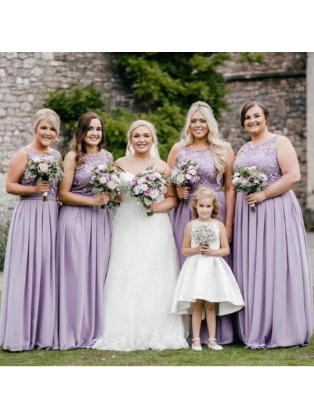 A-Line Chiffon and Lace Long Bridesmaid Dresses 902244 A-Line Chiffon and Lace Long Bridesmaid Dresses 902244