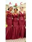 Mermaid Burgundy Long Bridesmaid Dresses 902245