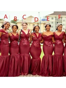 Mermaid Burgundy Long Bridesmaid Dresses 902245 Mermaid Burgundy Long Bridesmaid Dresses 902245