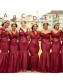 Mermaid Burgundy Long Bridesmaid Dresses 902245