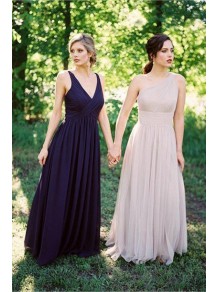 Long Navy Blue V Neck Chiffon Floor Length Bridesmaid Dresses 902248 Long Navy Blue V Neck Chiffon Floor Length Bridesmaid Dresses 902248
