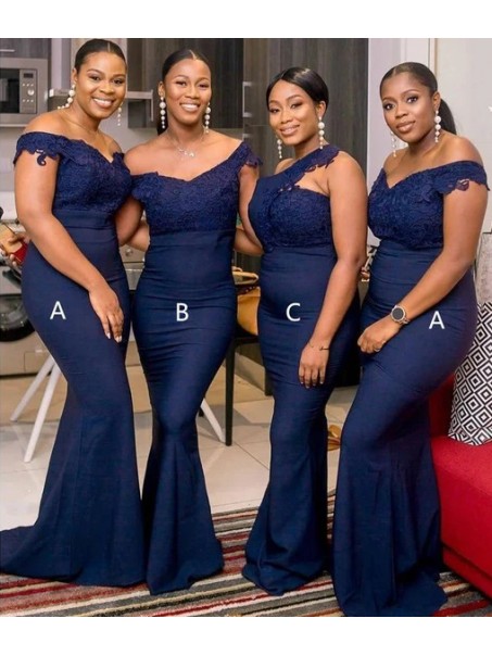 Long Navy Blue Lace Mermaid Bridesmaid Dresses 902251 Long Navy Blue Lace Mermaid Bridesmaid Dresses 902251