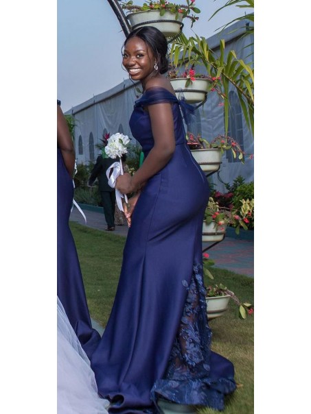 Long Mermaid Off the Shoulder Lace Bridesmaid Dresses 902252