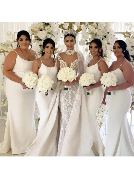 Long White Mermaid Spaghetti Straps Bridesmaid Dresses 902254 Long White Mermaid Spaghetti Straps Bridesmaid Dresses 902254