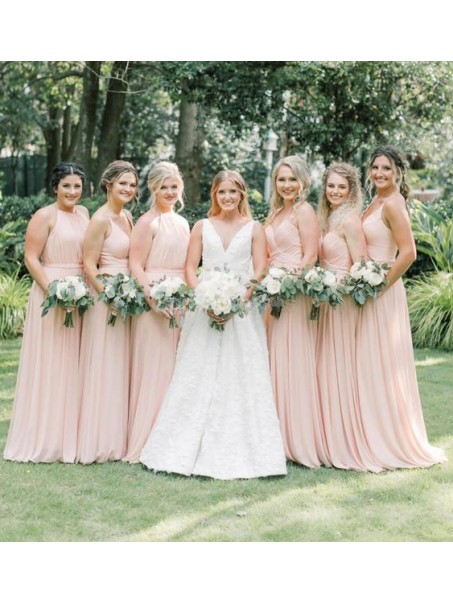 Long Pink Chiffon Floor Length Bridesmaid Dresses 902256 Long Pink Chiffon Floor Length Bridesmaid Dresses 902256