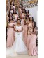 Long Pink Mermaid Floor Length Bridesmaid Dresses 902258