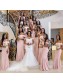 Long Pink Mermaid Floor Length Bridesmaid Dresses 902258