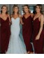 Long Burgundy Sheath/Column Spaghetti Straps Bridesmaid Dresses 902261 Long Burgundy Sheath/Column Spaghetti Straps Bridesmaid Dresses 902261