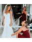 Long Burgundy Sheath/Column Spaghetti Straps Bridesmaid Dresses 902261 Long Burgundy Sheath/Column Spaghetti Straps Bridesmaid Dresses 902261