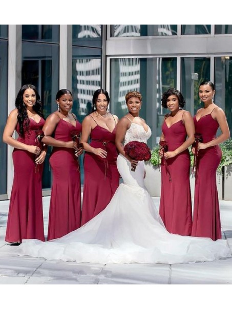 Long Burgundy Mermaid Spaghetti Straps Bridesmaid Dresses 902262 Long Burgundy Mermaid Spaghetti Straps Bridesmaid Dresses 902262