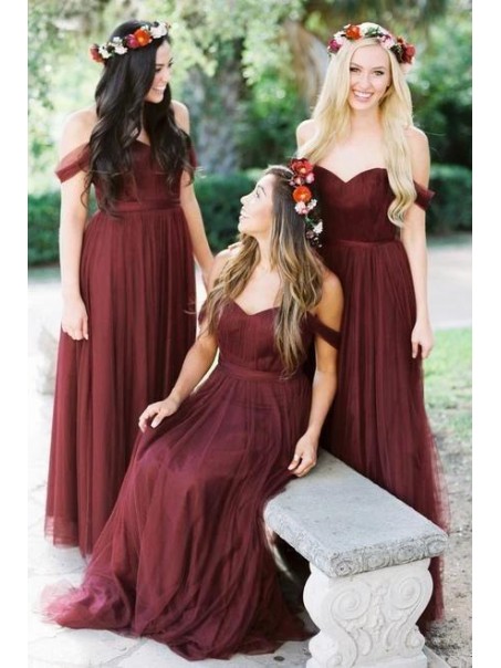 Long Tulle Off the Shoulder Bridesmaid Dresses 902271 Long Tulle Off the Shoulder Bridesmaid Dresses 902271