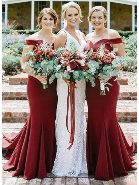 Long Mermaid Off the Shoulder Burgundy Bridesmaid Dresses 902272 Long Mermaid Off the Shoulder Burgundy Bridesmaid Dresses 902272