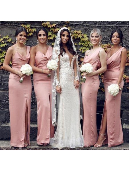Long Pink Sheath Bridesmaid Dresses 902276 Long Pink Sheath Bridesmaid Dresses 902276