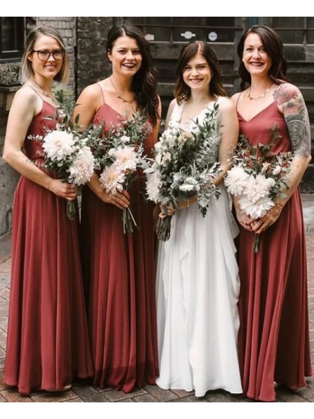 A-Line Long Chiffon Spaghetti Straps Bridesmaid Dresses 902278 A-Line Long Chiffon Spaghetti Straps Bridesmaid Dresses 902278