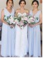 Long Blue Chiffon V Neck Floor Length Bridesmaid Dresses 902287 Long Blue Chiffon V Neck Floor Length Bridesmaid Dresses 902287