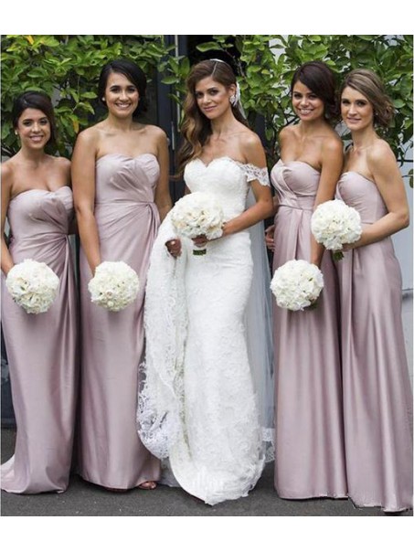 Sheath/Column Sweetheart Floor Length Bridesmaid Dresses 902288