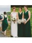 Long Green Chiffon V Neck Bridesmaid Dresses 902289