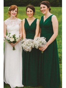 Long Green Chiffon V Neck Bridesmaid Dresses 902289 Long Green Chiffon V Neck Bridesmaid Dresses 902289