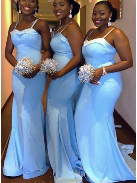 Long Blue Mermaid Spaghetti Straps Bridesmaid Dresses 902302 Long Blue Mermaid Spaghetti Straps Bridesmaid Dresses 902302