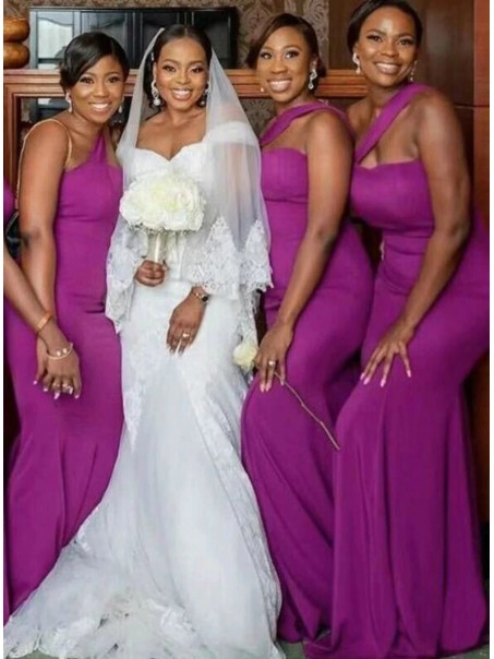 Long Purple One Shoulder Mermaid Bridesmaid Dresses 902307 Long Purple One Shoulder Mermaid Bridesmaid Dresses 902307