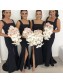 Long Black Mermaid Floor Length Bridesmaid Dresses 902308