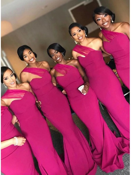 Long Mermaid One Shoulder Bridesmaid Dresses 902310